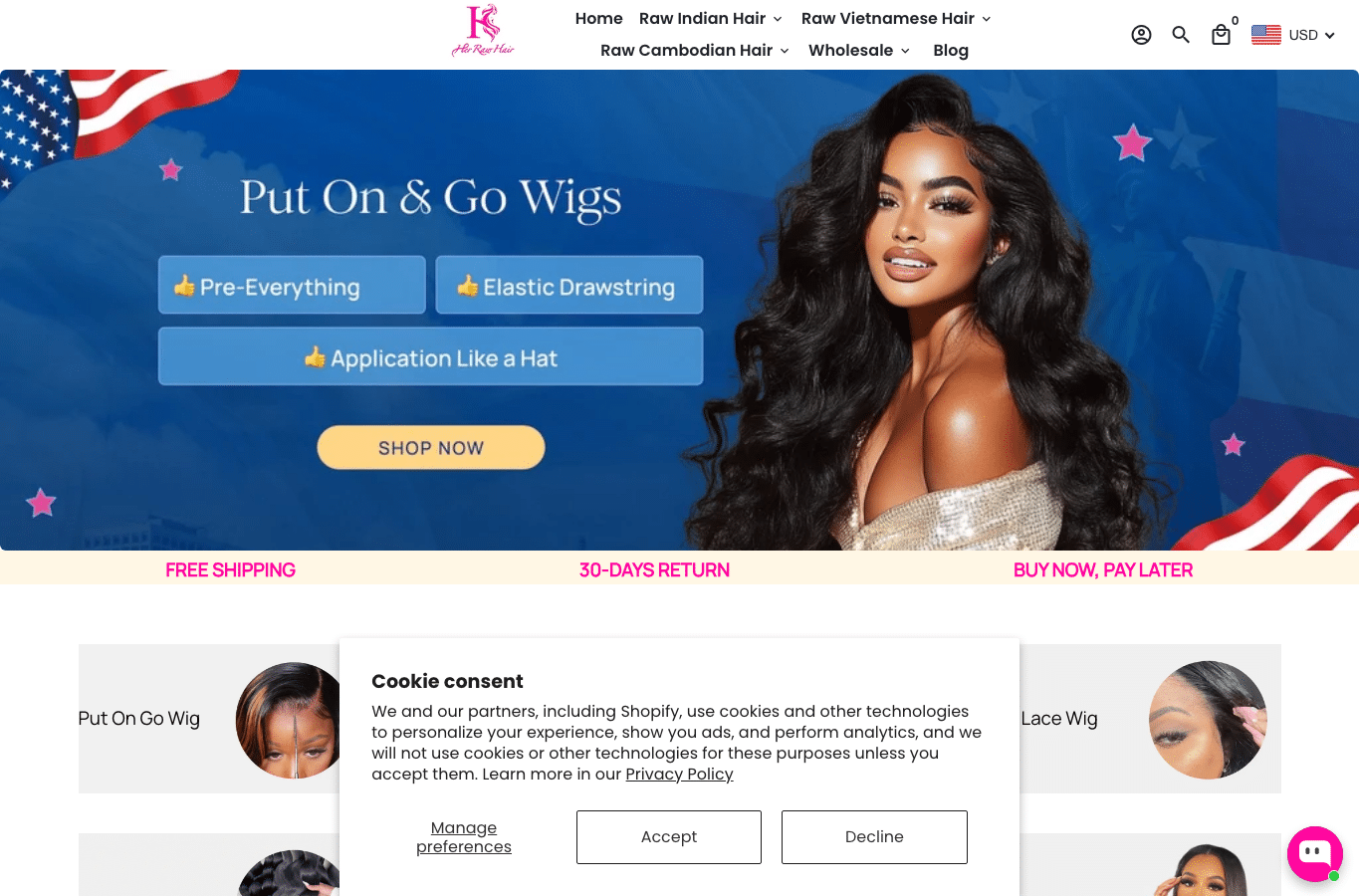 Bildschirmaufnahme von herrawhair.com
