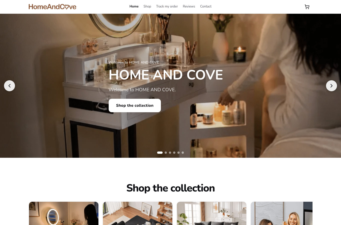 Bildschirmaufnahme von homeandcove.com