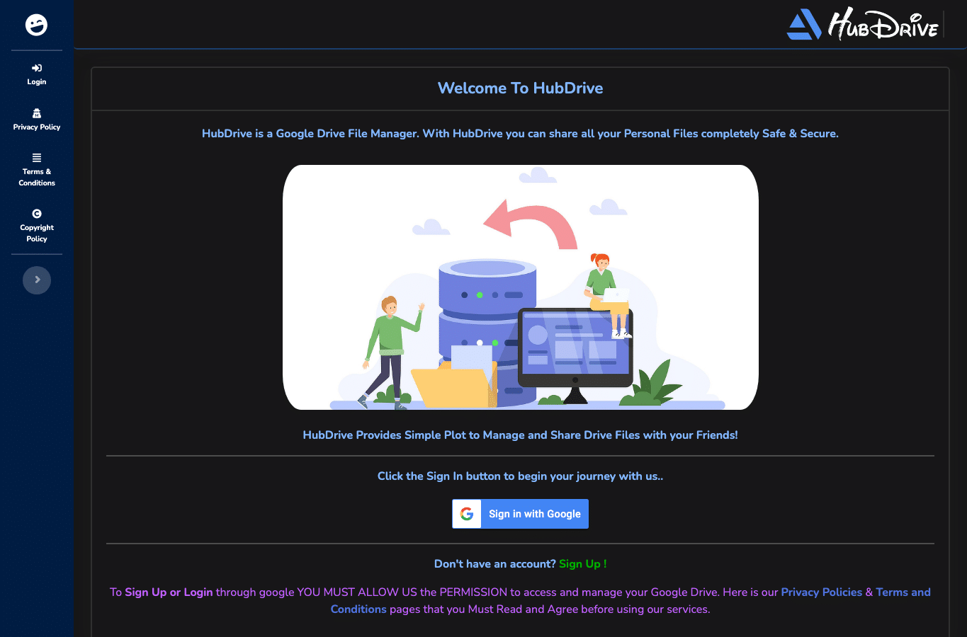 Bildschirmaufnahme von hubdrive.tips