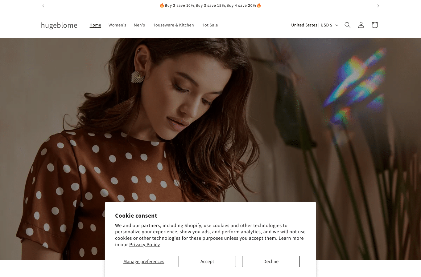 Bildschirmaufnahme von hugeblome.shop