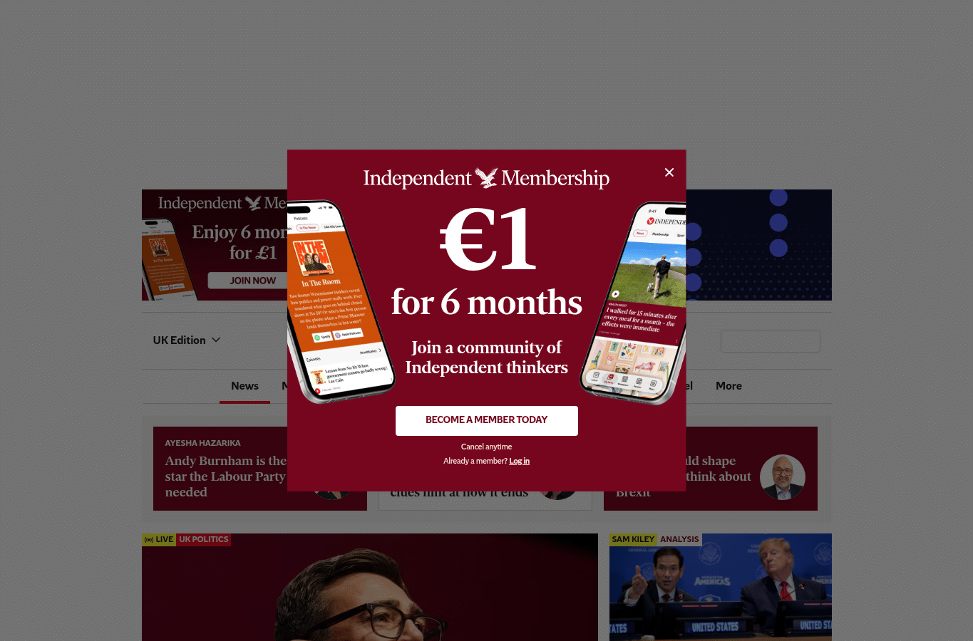 Bildschirmaufnahme von independent.co.uk
