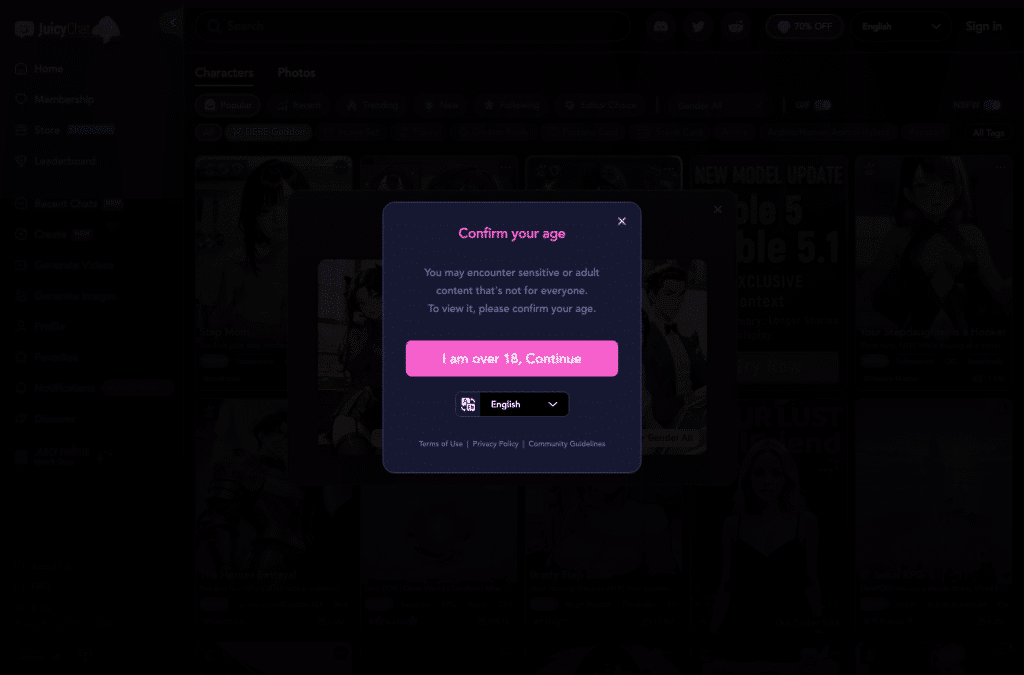 Bildschirmaufnahme von juicychat.ai