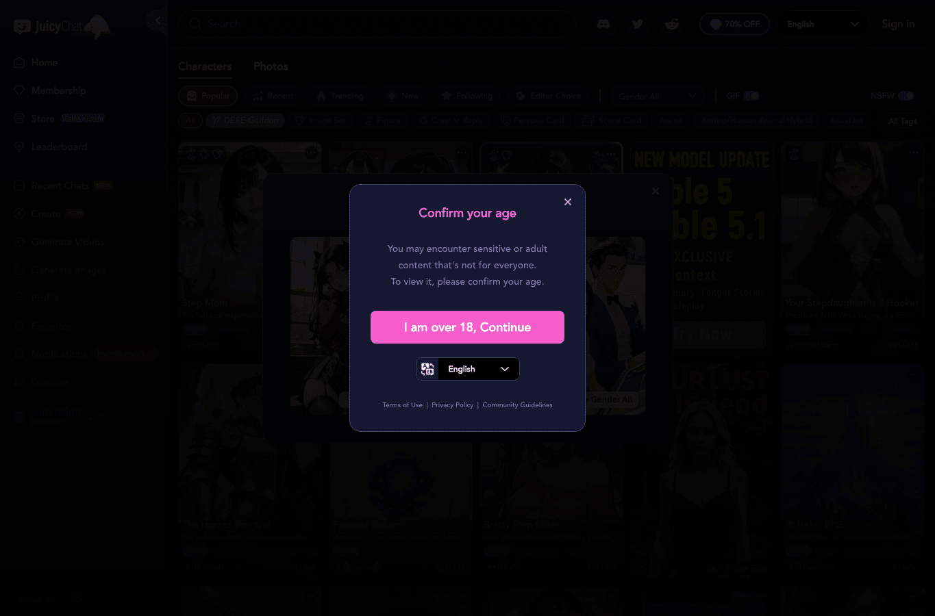Bildschirmaufnahme von juicychat.ai