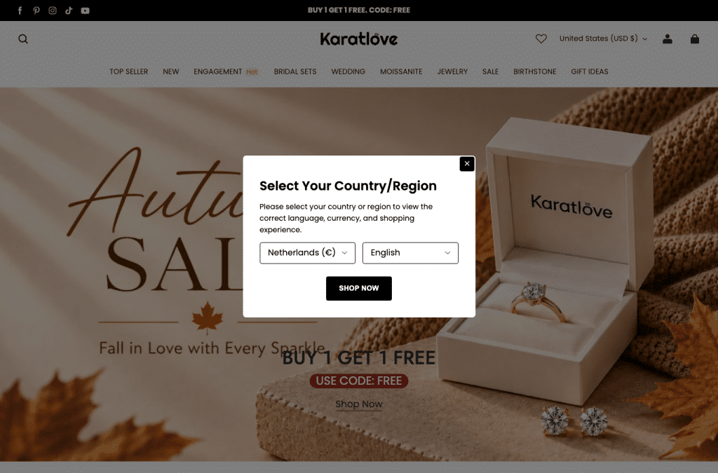 Bildschirmaufnahme von karatlove.com