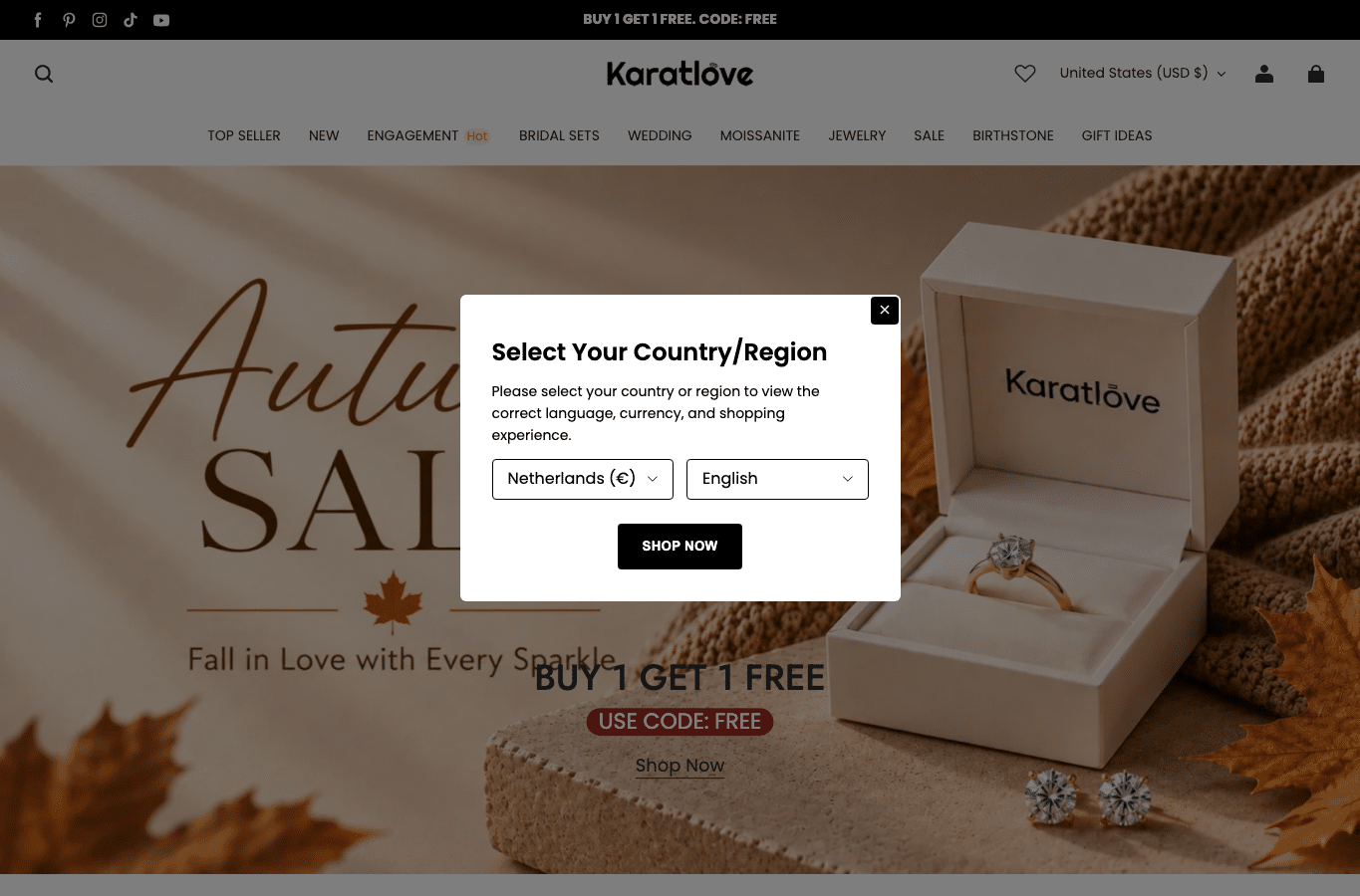 Bildschirmaufnahme von karatlove.com
