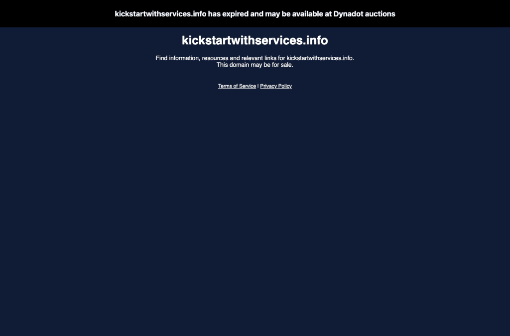 Bildschirmaufnahme von kickstartwithservices.info