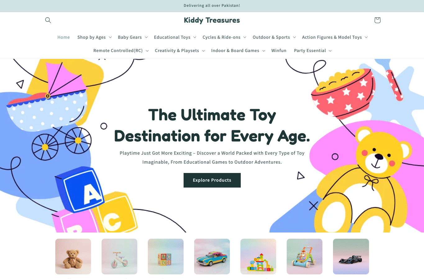 Bildschirmaufnahme von kiddytreasures.com