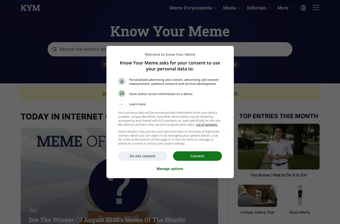 Bildschirmaufnahme von knowyourmeme.com