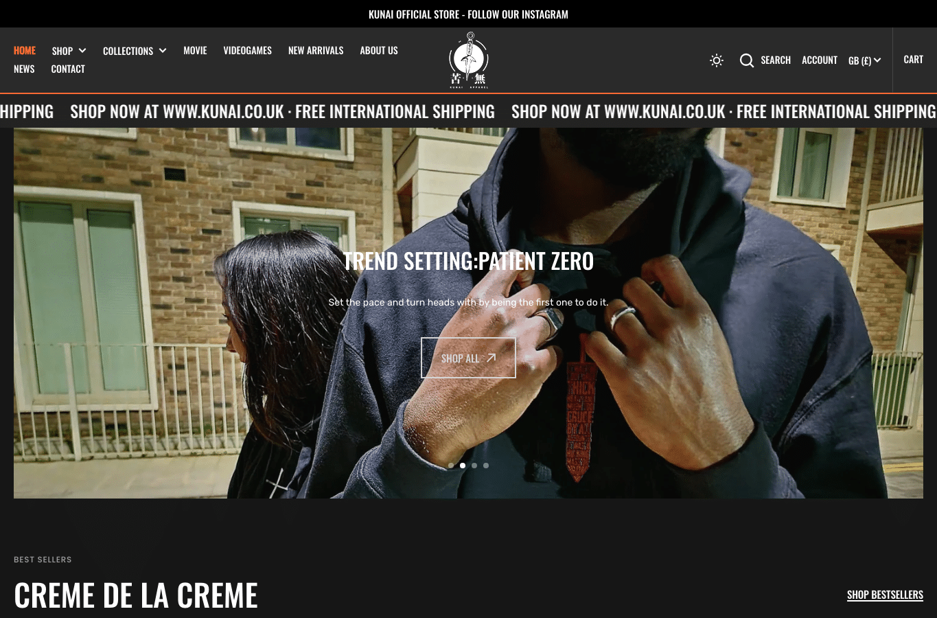 Bildschirmaufnahme von kunai.co.uk