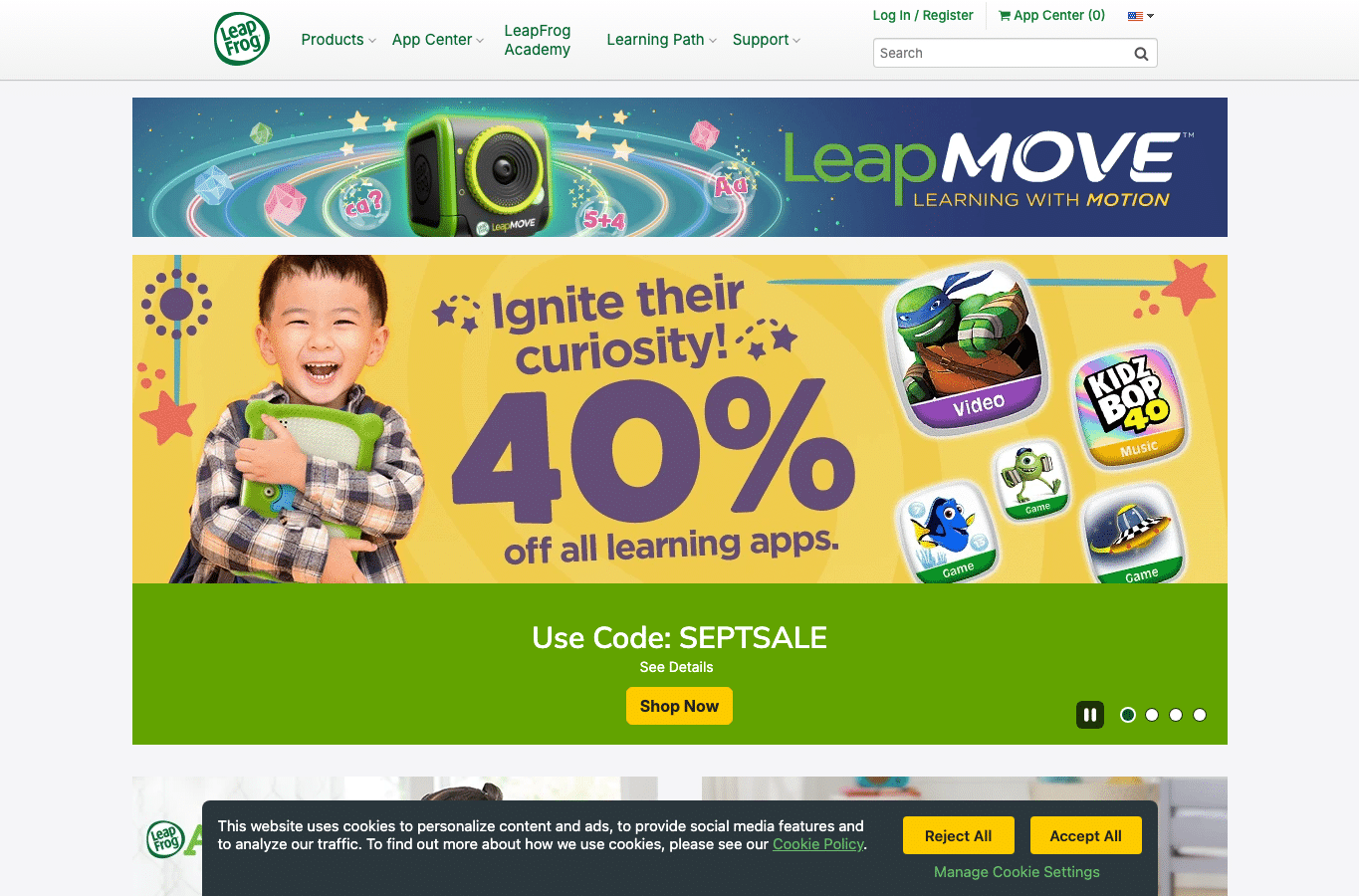 Bildschirmaufnahme von leapfrog.com