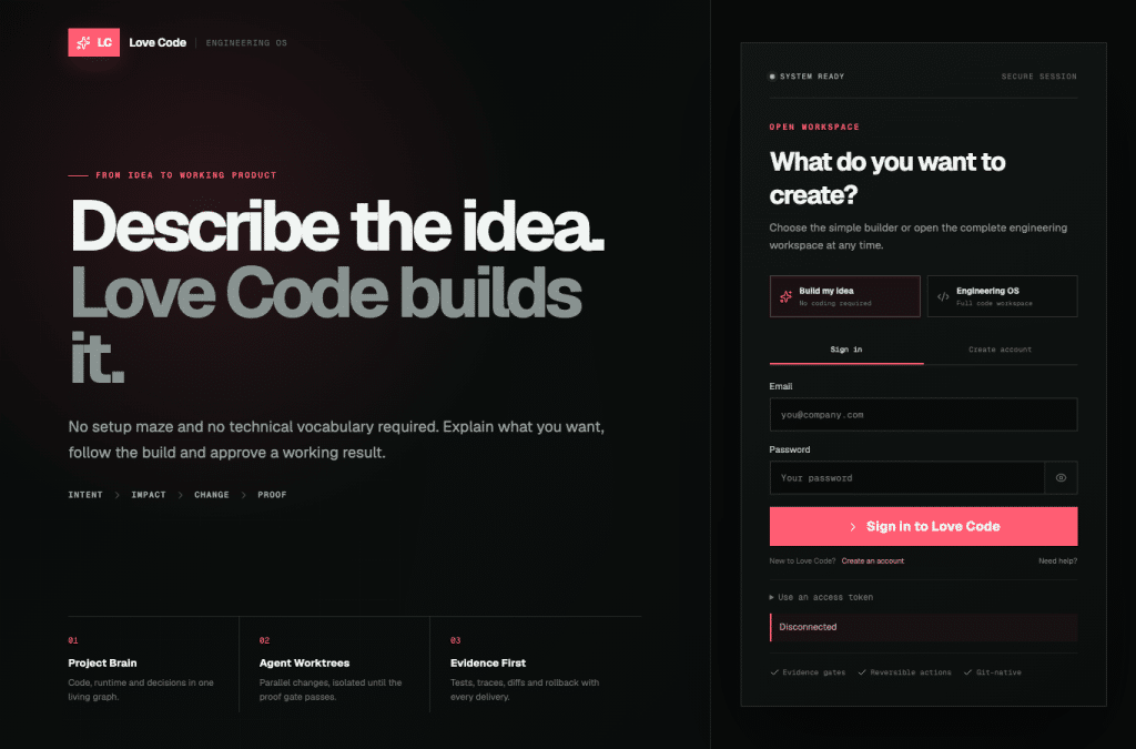 Bildschirmaufnahme von lovecode.site
