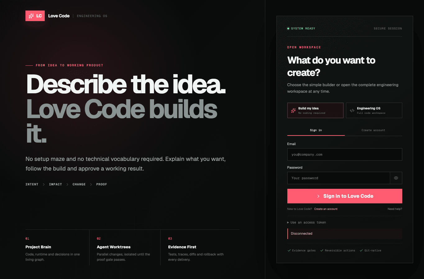 Bildschirmaufnahme von lovecode.site