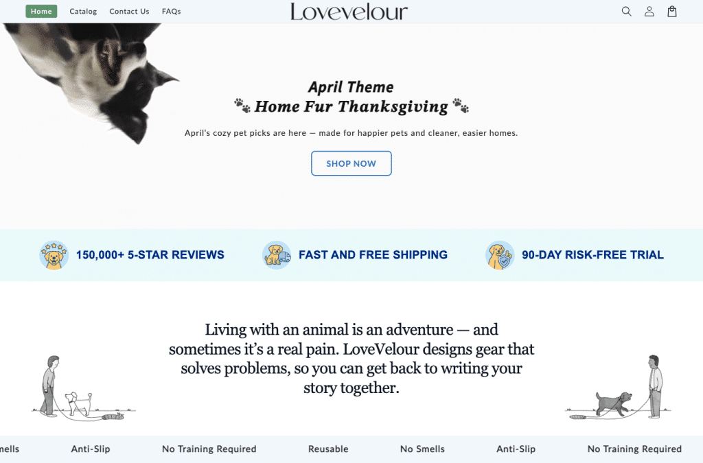 Bildschirmaufnahme von lovevelour.com