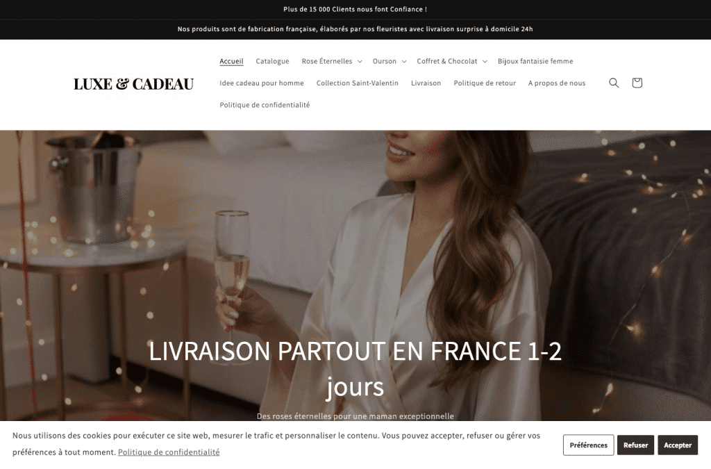 Bildschirmaufnahme von luxeetcadeau.fr