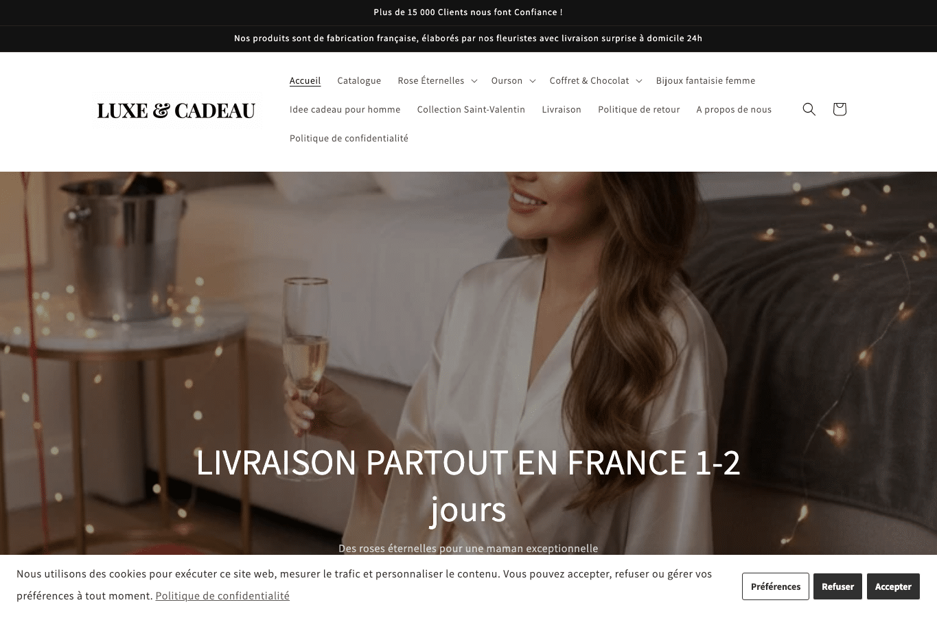 Bildschirmaufnahme von luxeetcadeau.fr