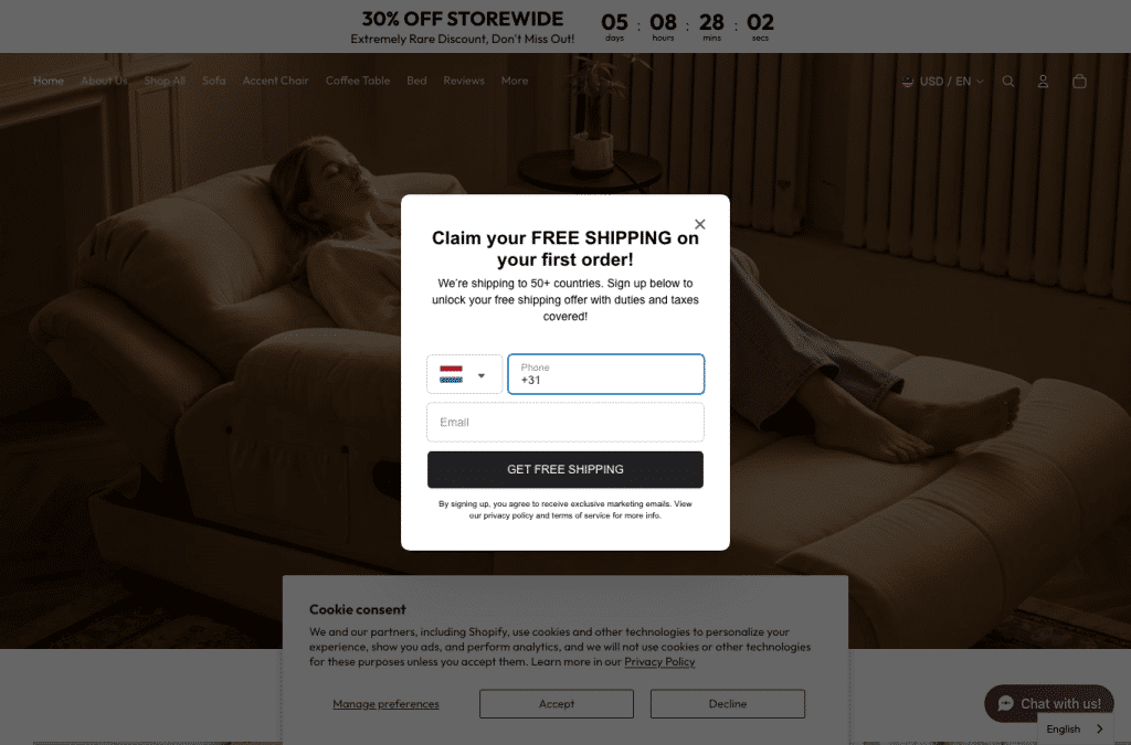 Bildschirmaufnahme von marivellehome.com