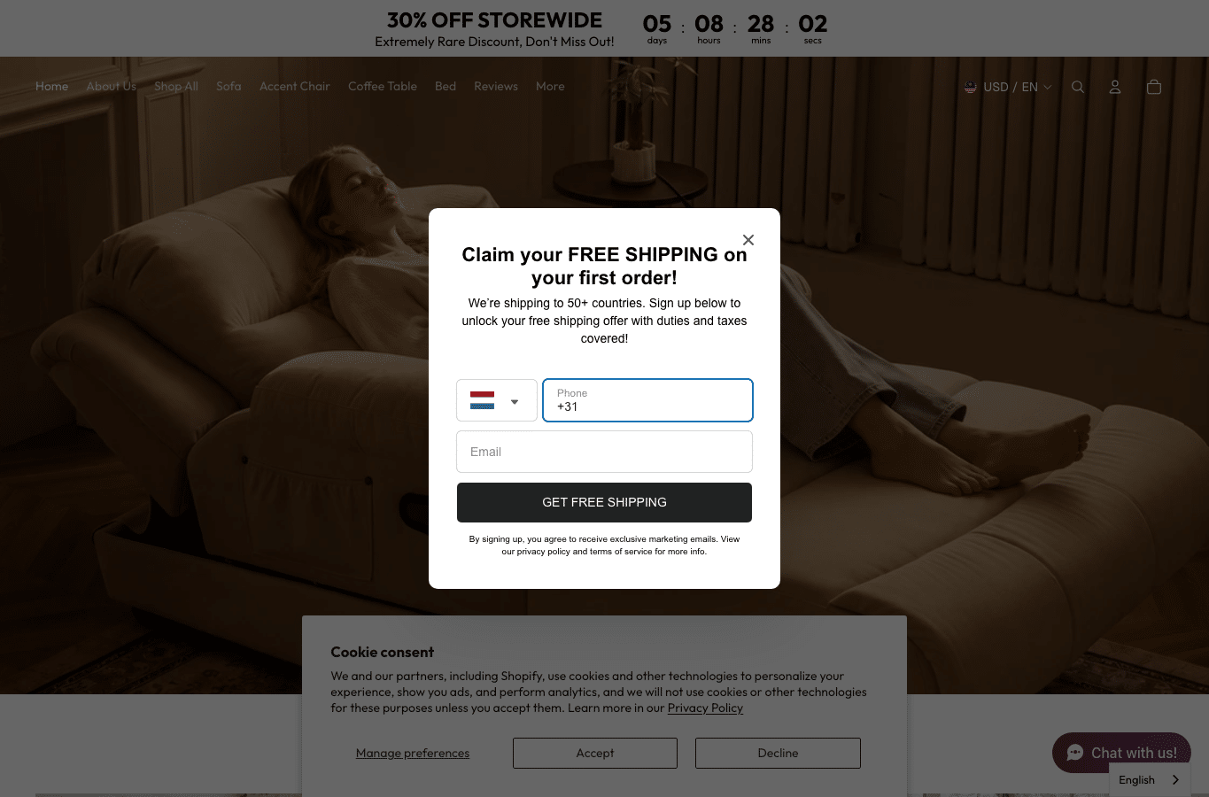 Bildschirmaufnahme von marivellehome.com