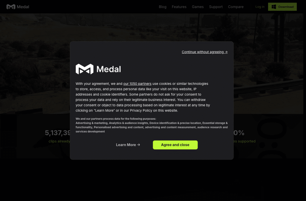 Bildschirmaufnahme von medal.tv