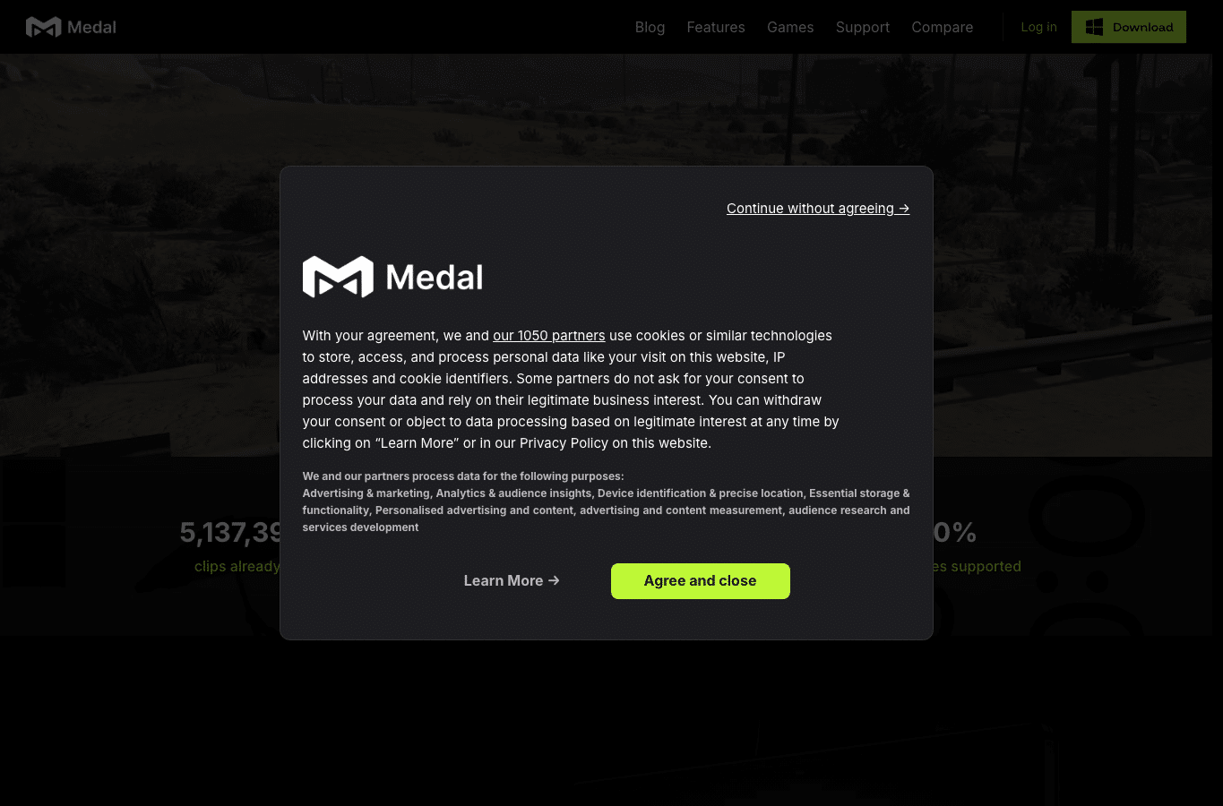 Bildschirmaufnahme von medal.tv