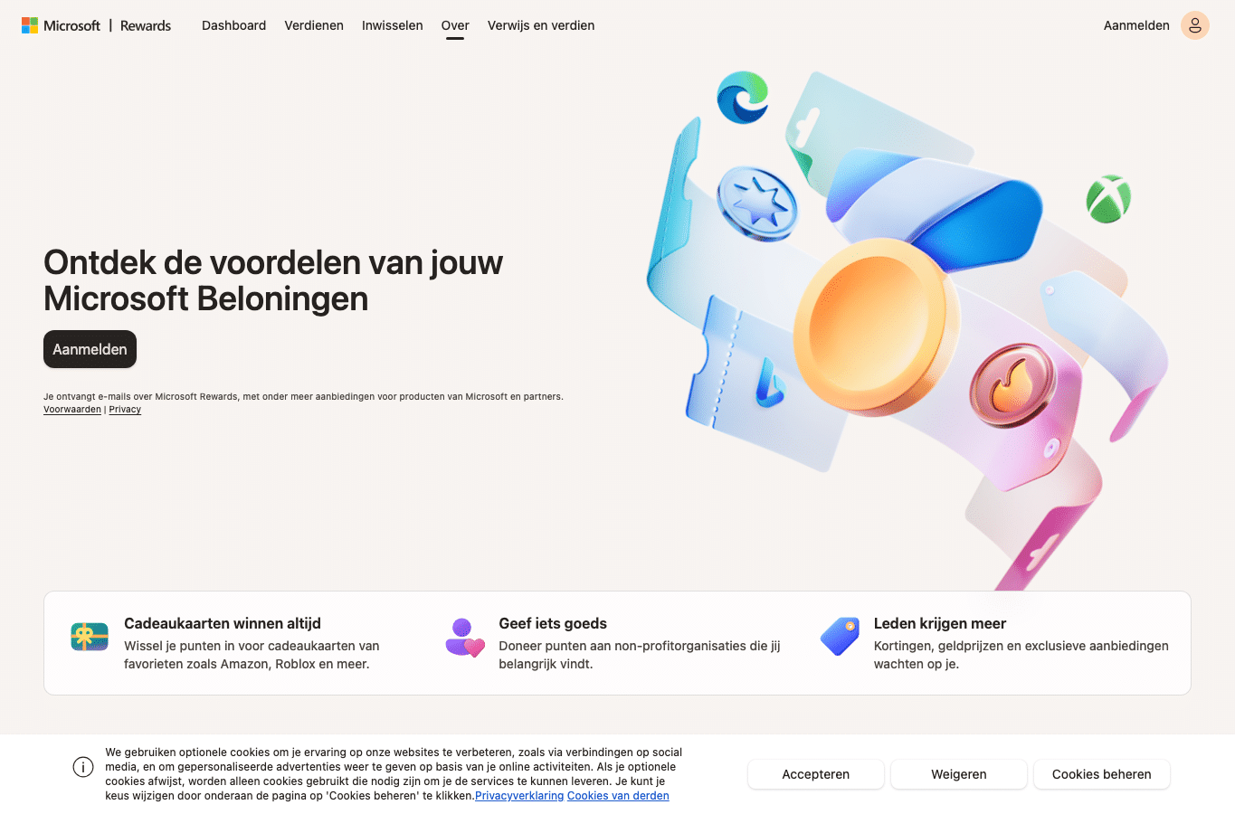 Bildschirmaufnahme von microsoftrewards.com