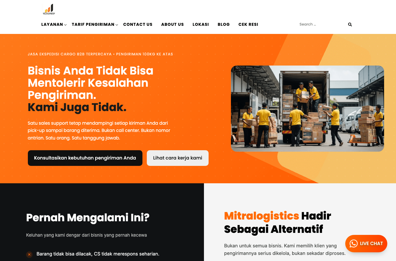 Bildschirmaufnahme von mitralogistics.co.id