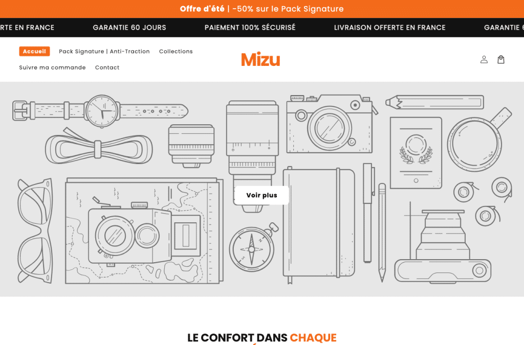 Bildschirmaufnahme von mizufrance.com