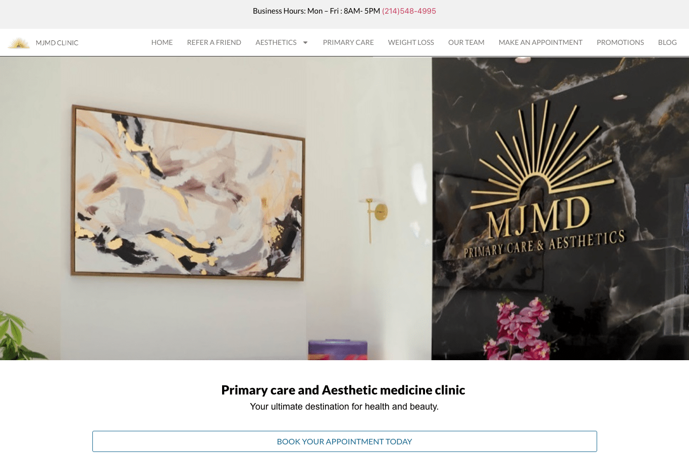 Bildschirmaufnahme von mjmdclinic.com