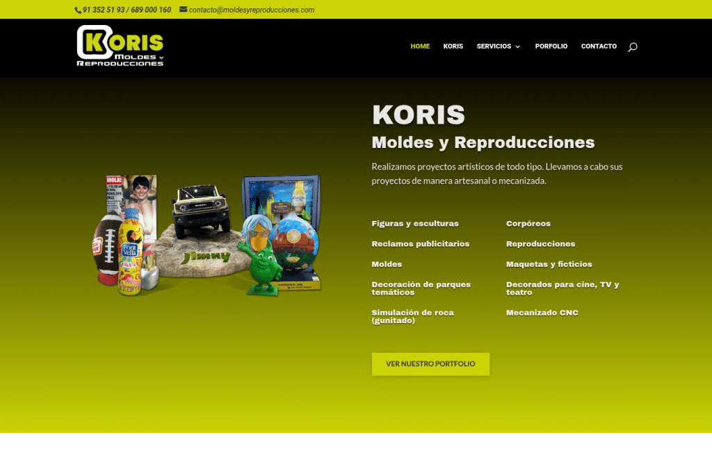 Bildschirmaufnahme von moldesyreproducciones.com