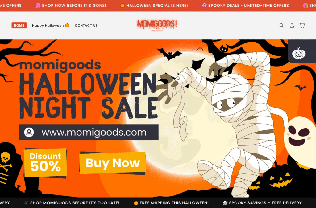 Bildschirmaufnahme von momigoods.com