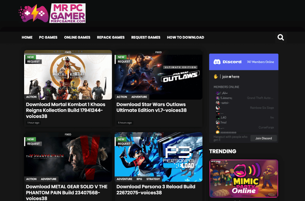Bildschirmaufnahme von mrpcgamer.net