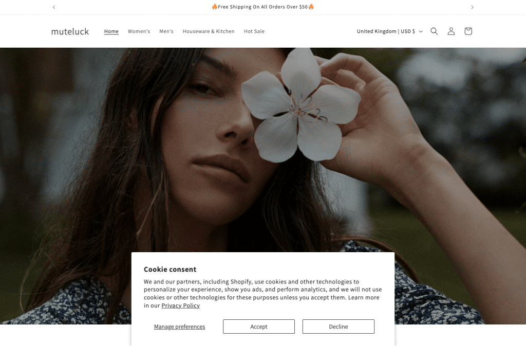 Bildschirmaufnahme von muteluck.shop