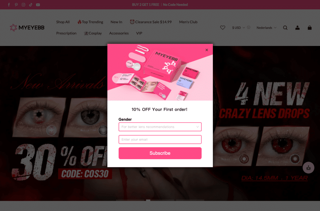 Bildschirmaufnahme von myeyebb.com