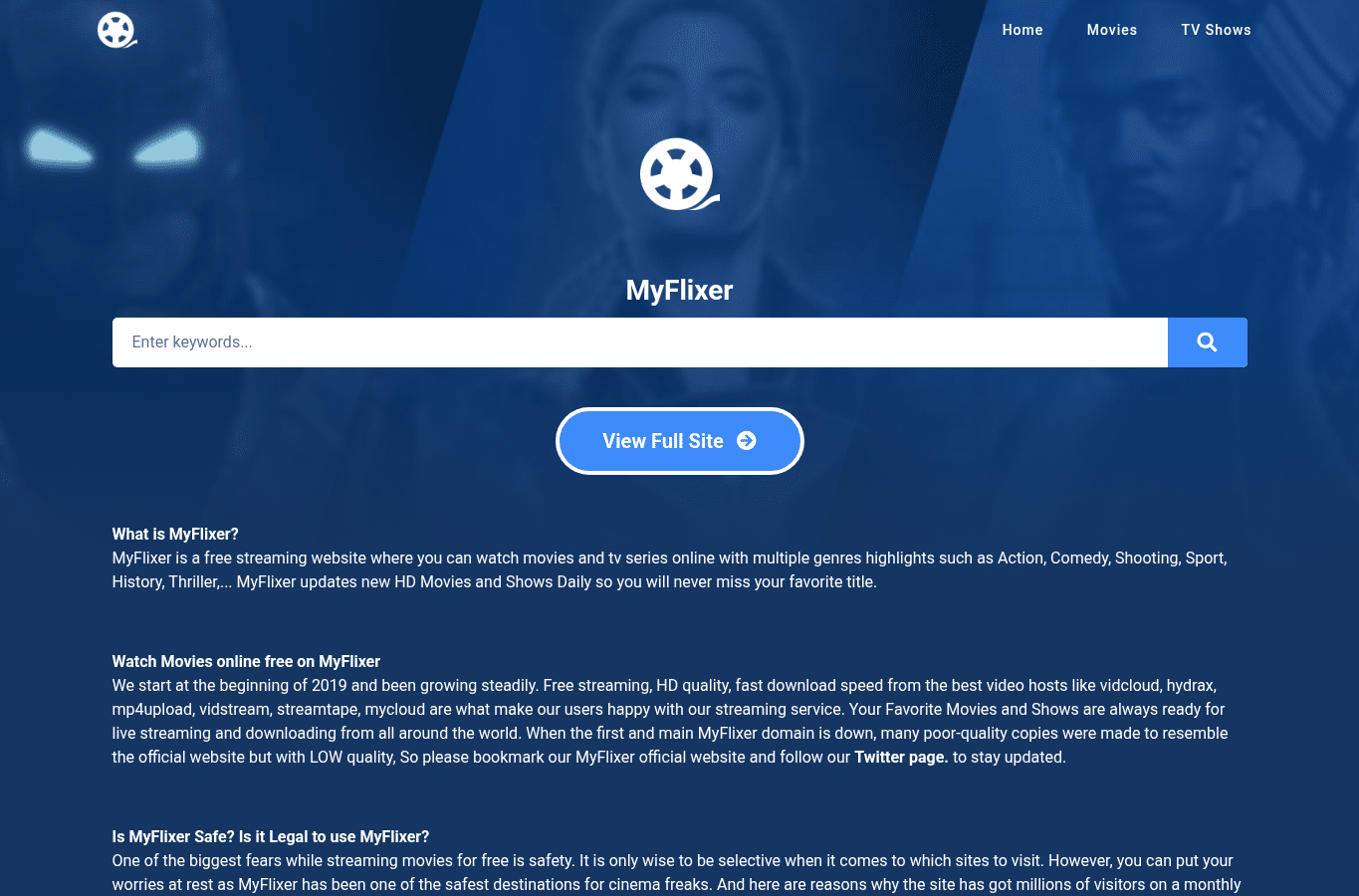 Bildschirmaufnahme von myflixer.win