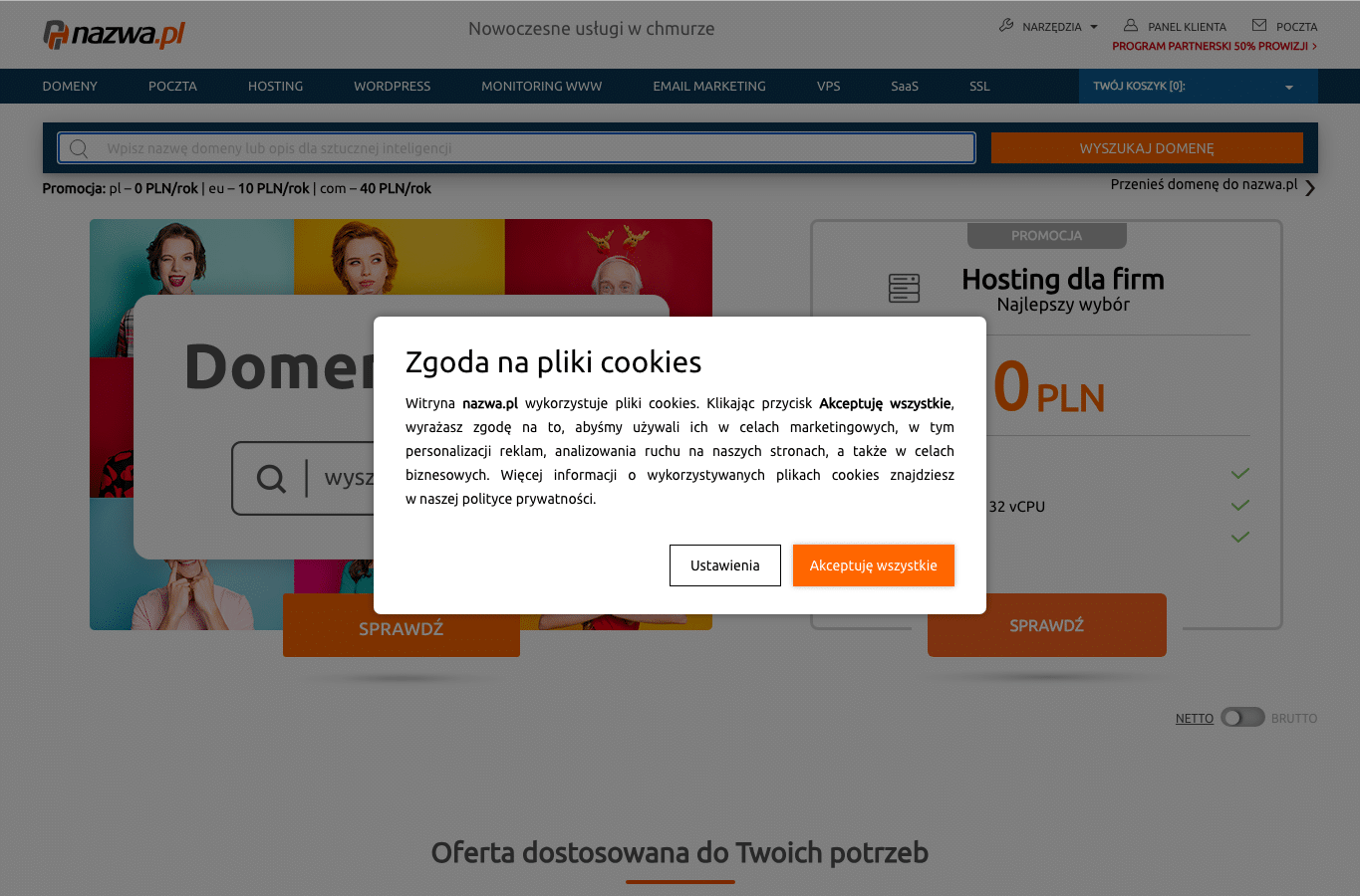 Bildschirmaufnahme von nazwa.pl