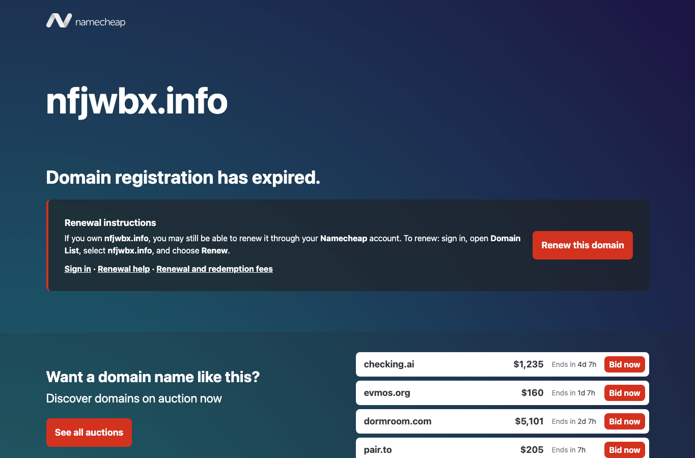Bildschirmaufnahme von nfjwbx.info