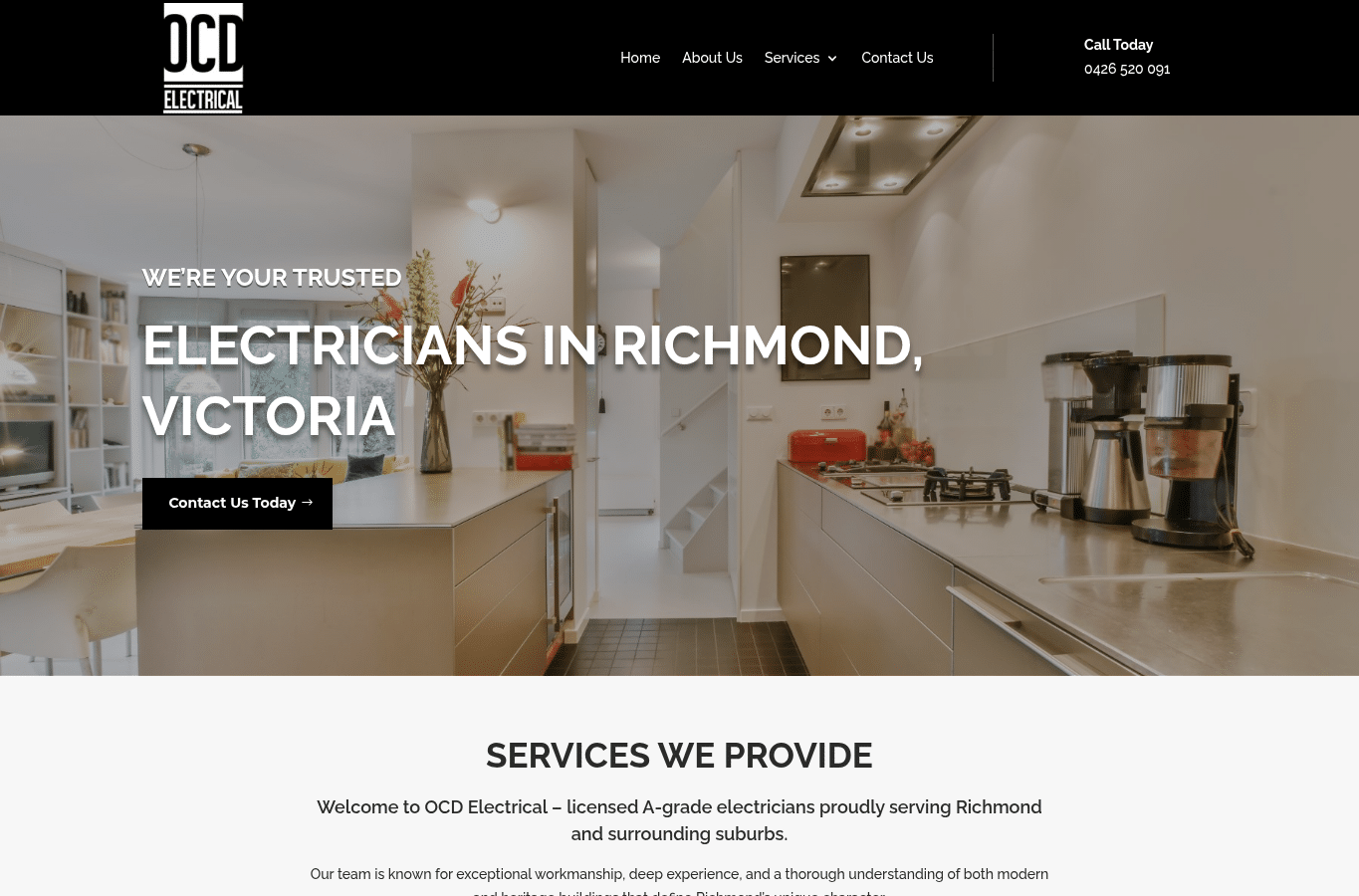Bildschirmaufnahme von ocdelectricalrichmond.com.au