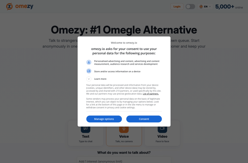 Bildschirmaufnahme von omezy.io