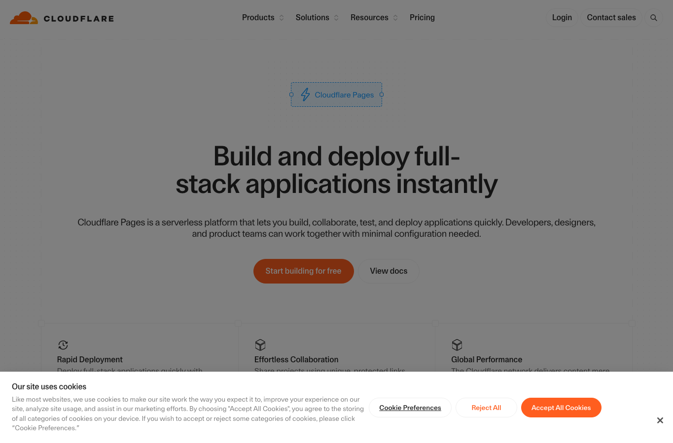 Bildschirmaufnahme von pages.dev
