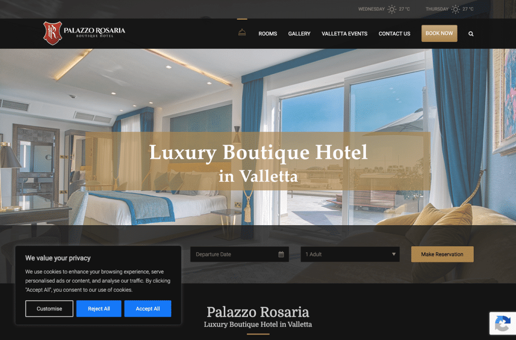 Bildschirmaufnahme von palazzorosaria.com