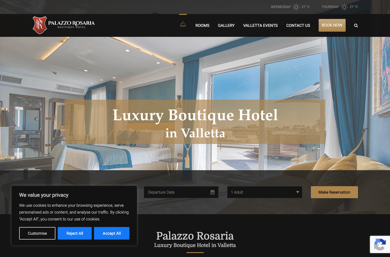 Bildschirmaufnahme von palazzorosaria.com