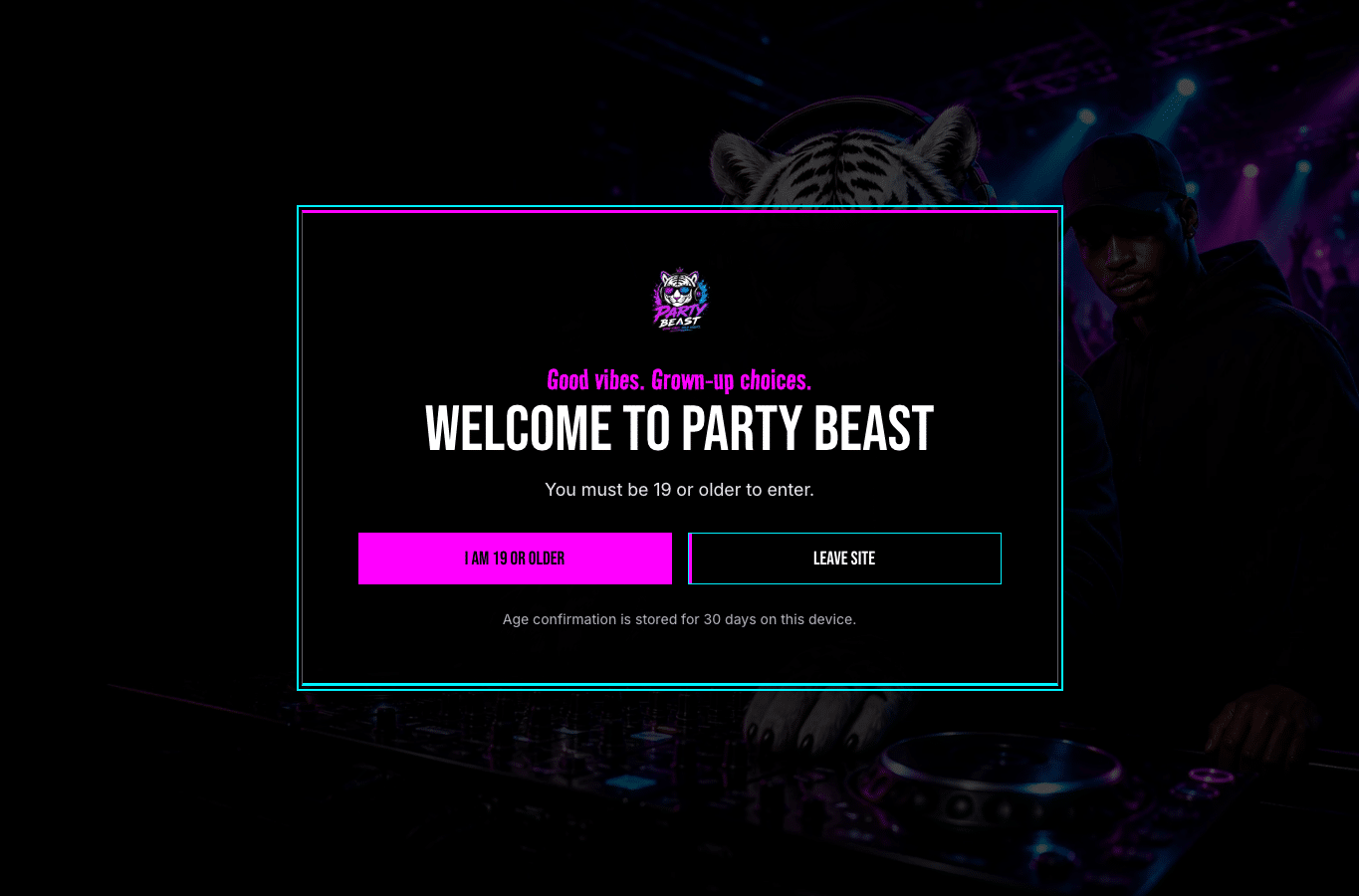 Bildschirmaufnahme von partybeast.co