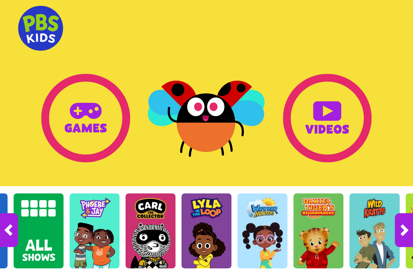 Bildschirmaufnahme von pbskids.org