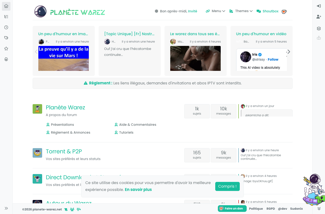 Bildschirmaufnahme von planete-warez.net