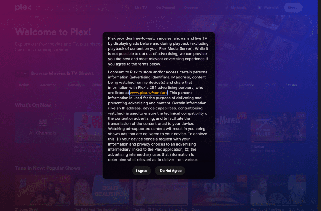 Bildschirmaufnahme von plex.tv