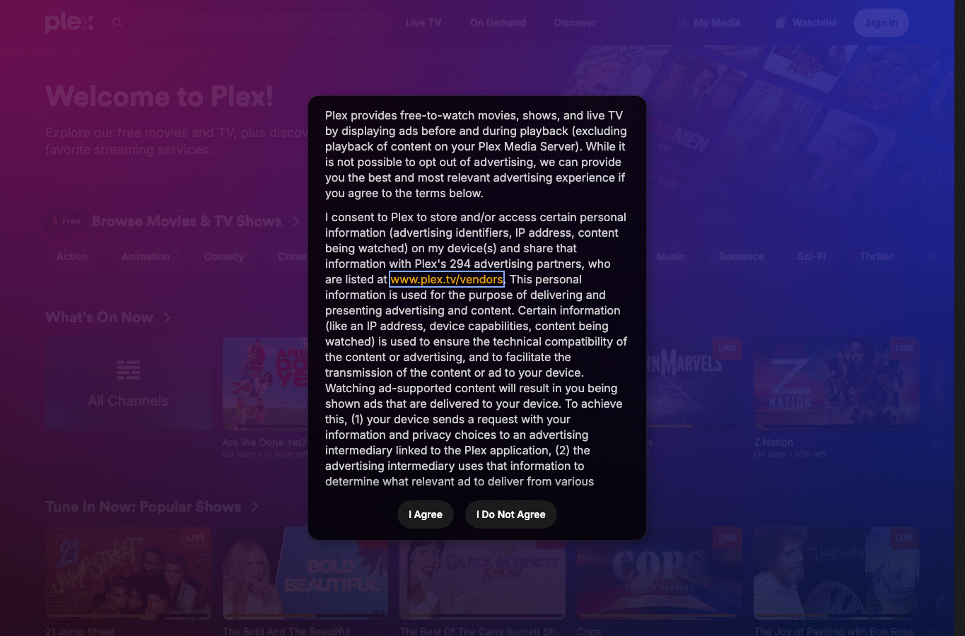 Bildschirmaufnahme von plex.tv