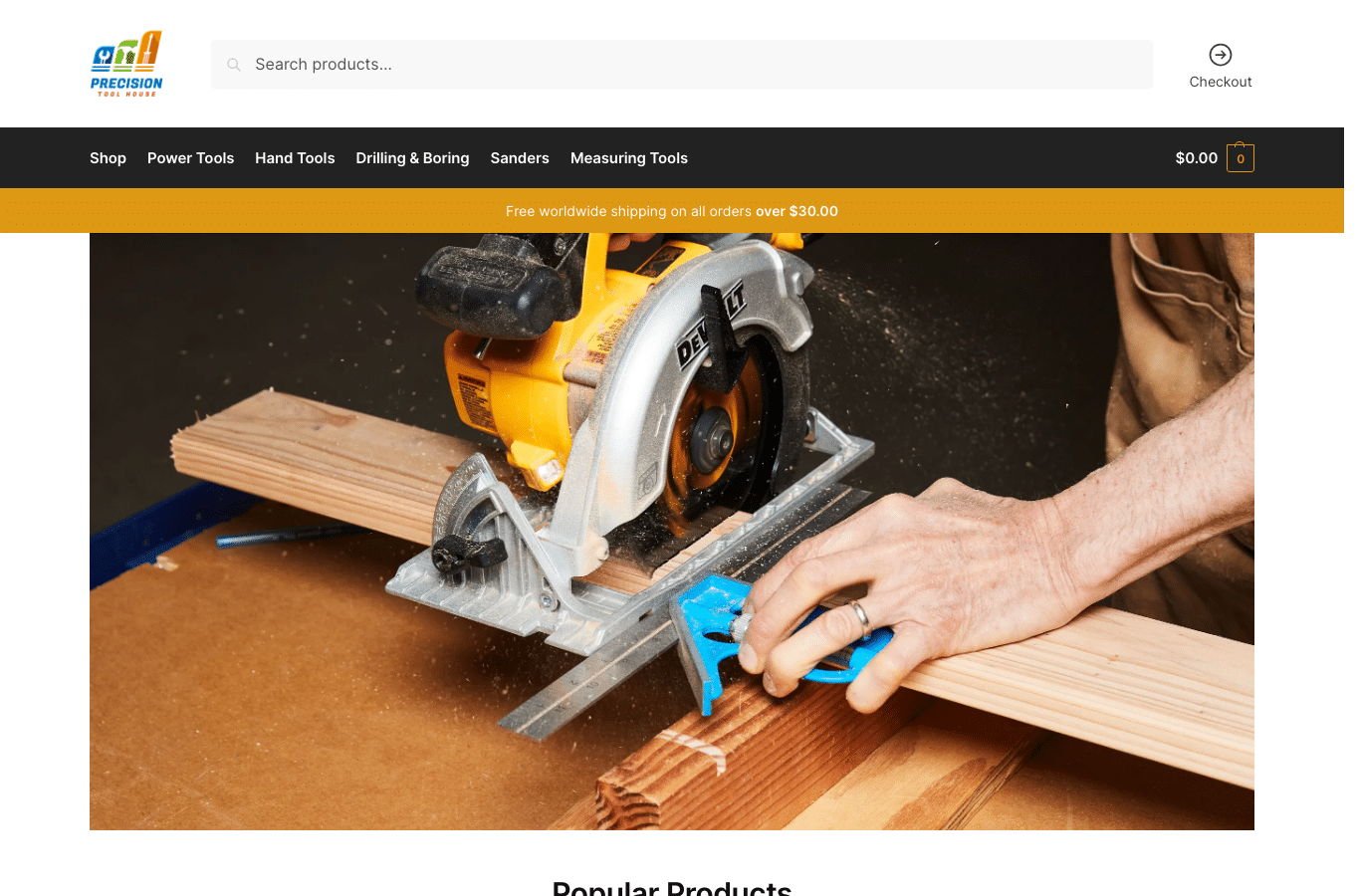 Bildschirmaufnahme von precisiontoolhouse.com