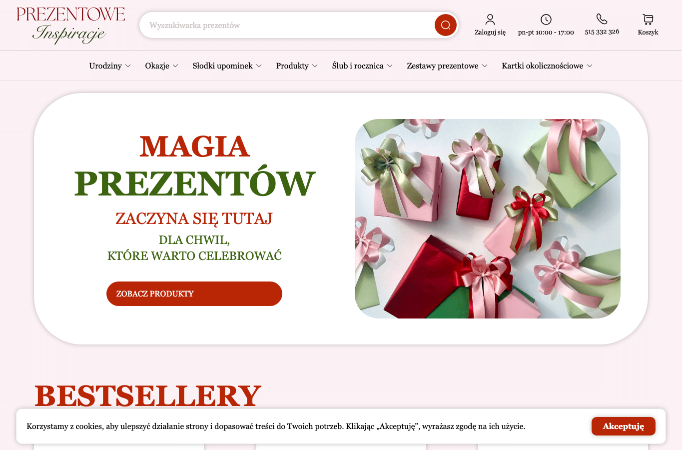 Bildschirmaufnahme von prezentoweinspiracje.com.pl