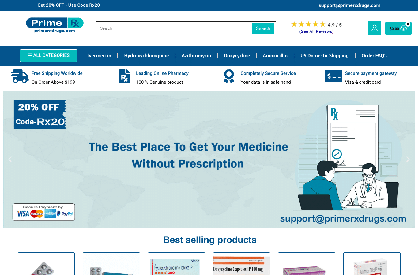 Bildschirmaufnahme von primerxdrugs.com