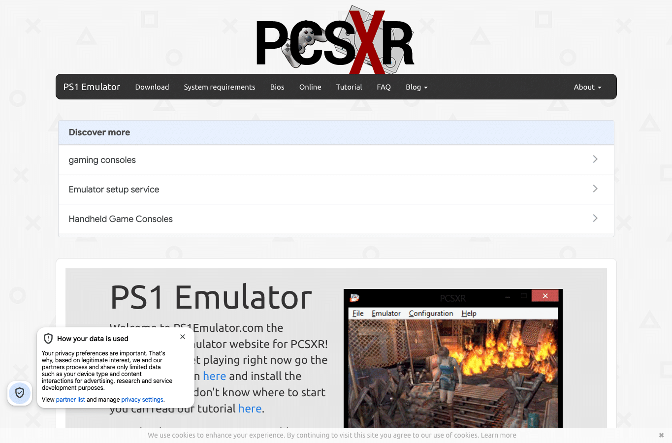 Bildschirmaufnahme von ps1emulator.com