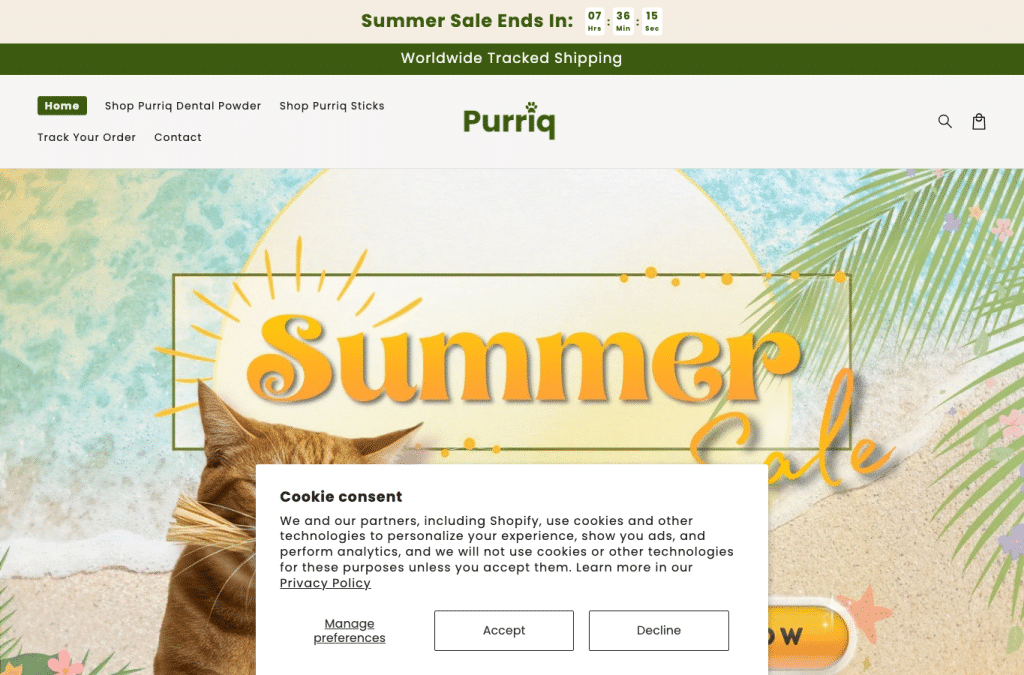 Bildschirmaufnahme von purriq.com
